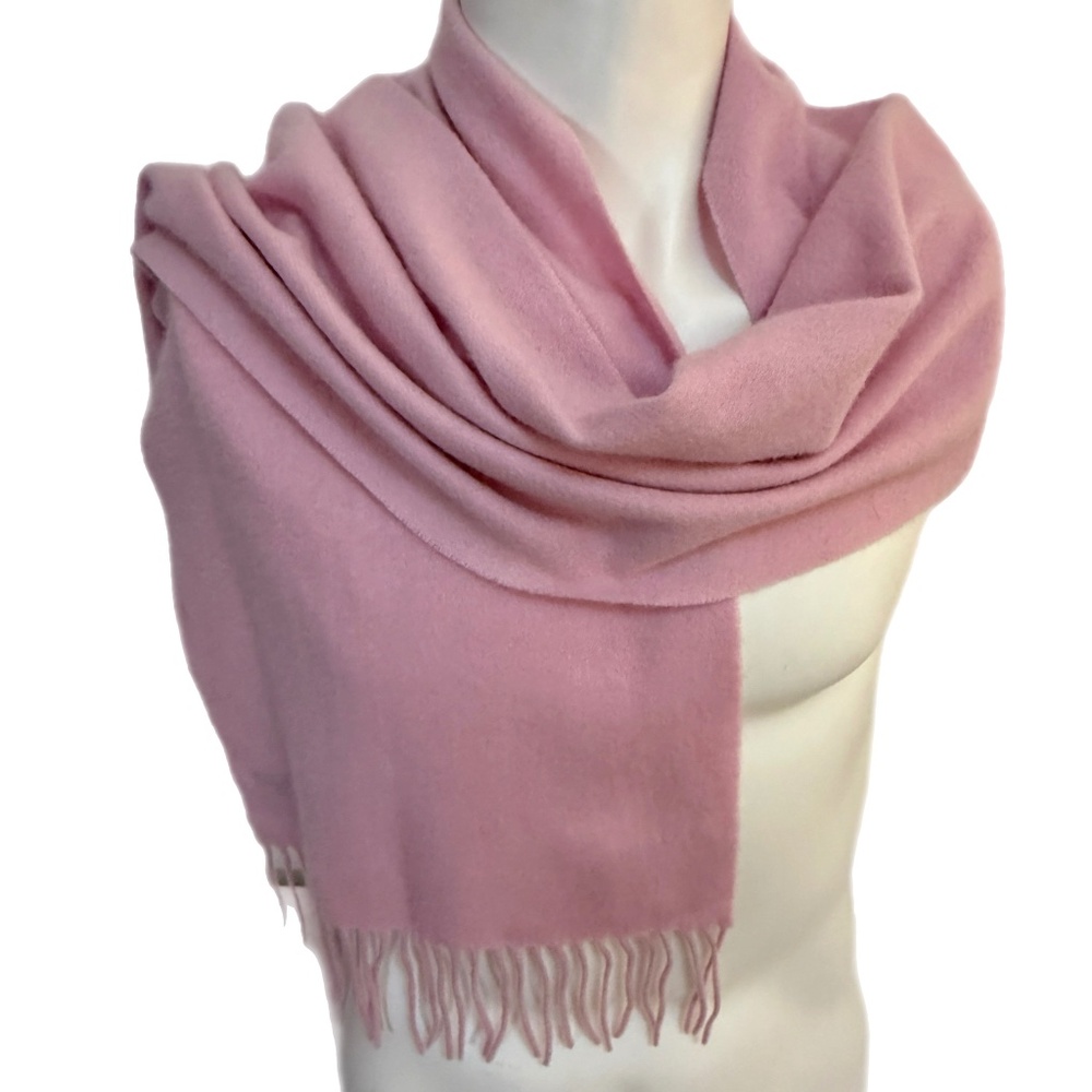 Vintage Charter Club 100% Cashmere Pink Fringe Scarf